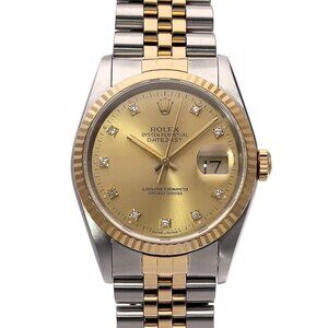 ROLEX Datejust 10P Diamond 16233G Champagne/diamond mens Watches Mechanical ...